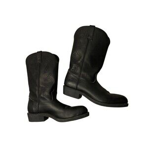 Durango Black Pull On Embroidered Oiled Leather Western Boots Mens Sz 9.5 D